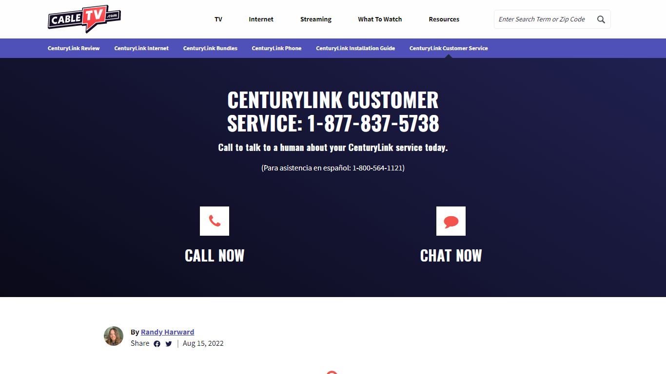 CenturyLink Customer Service: 1-877-837-5738 | CableTV.com